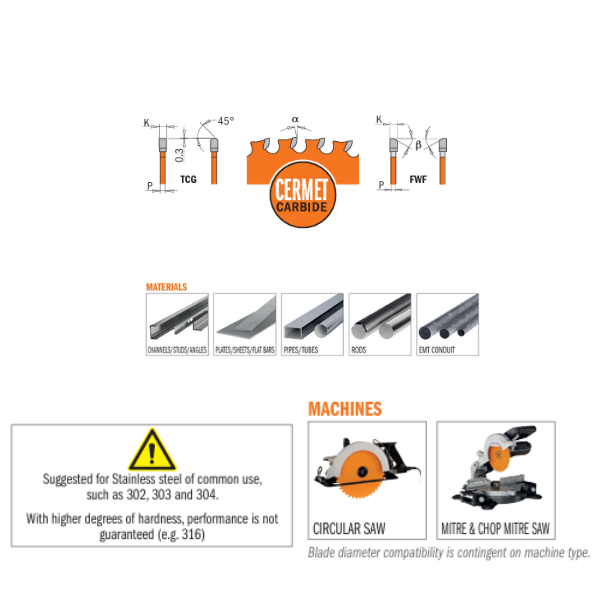 CMT DRY CUT PASLANMAZ ÇELİK PROFİL KESİM TESTERELERİ